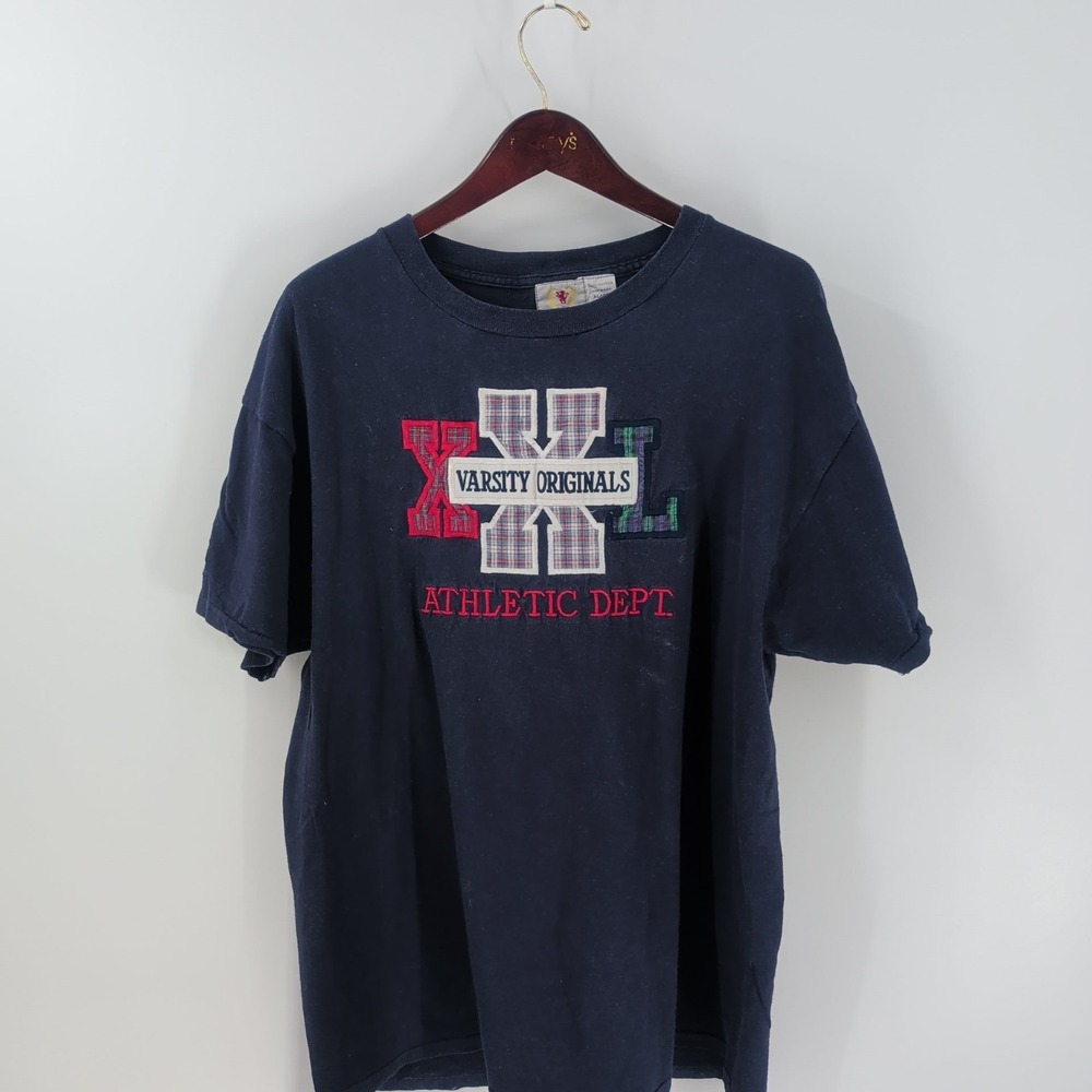 Vintage Embassy Varsity Originals Athletic Dept. T-Shirt‎ Navy Blue Size XL